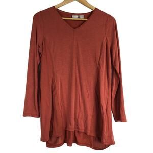 Chicos 1 Women Tunic Top Shirt Sz M Orange Fall Color Modal Minimalist Stretch